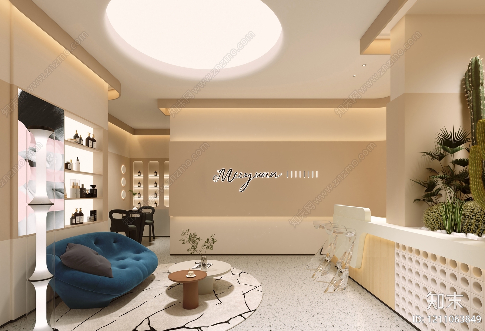 奶油风美容院3D模型下载【ID:1211063849】