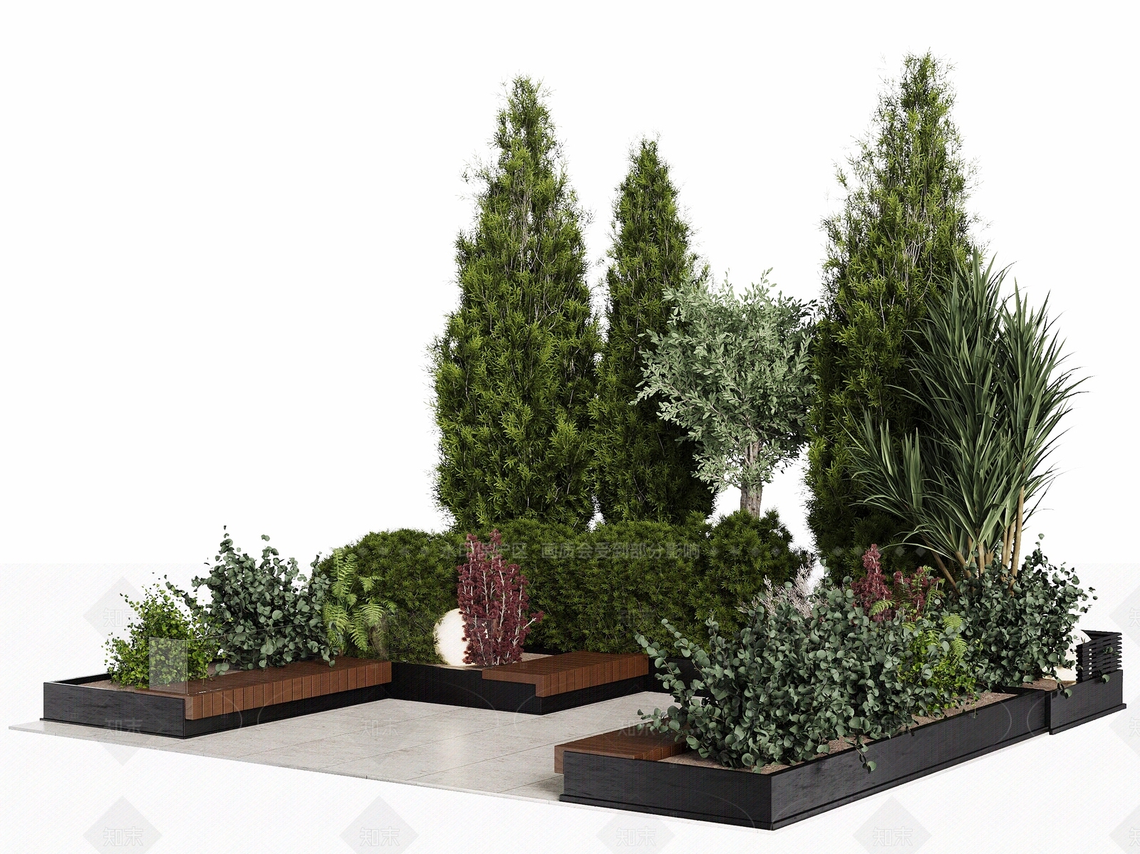 现代简约景观屋顶花园3D模型下载【ID:1211065469】