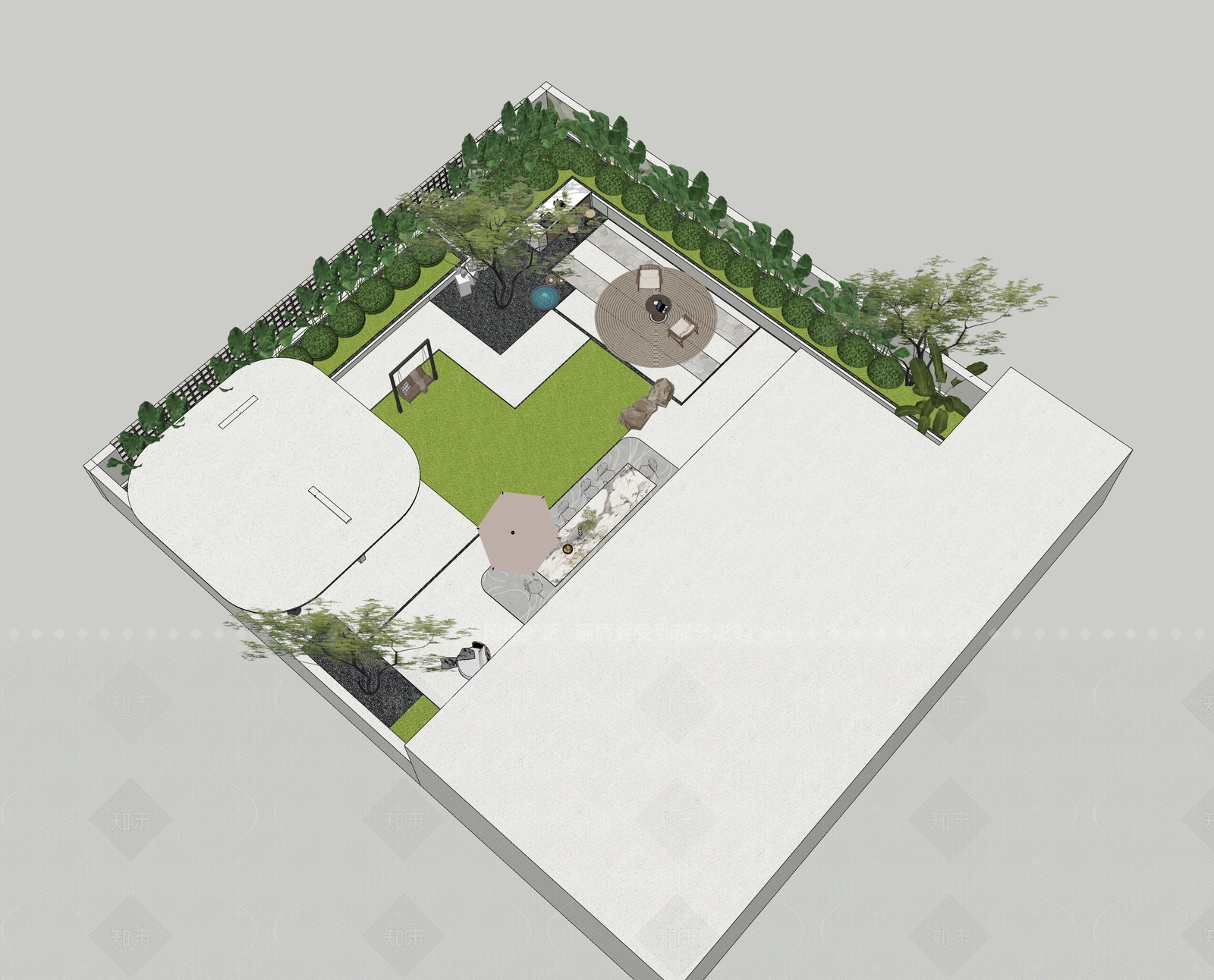 现代简约屋顶花园SU模型下载【ID:1211065563】