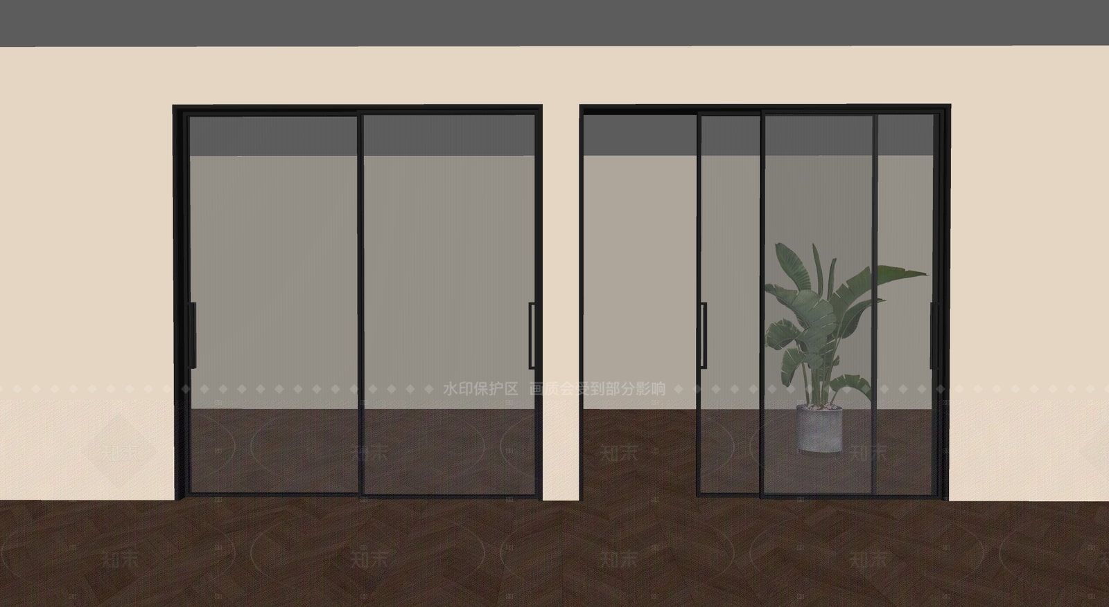 极简推拉门SU模型下载【ID:1211066337】
