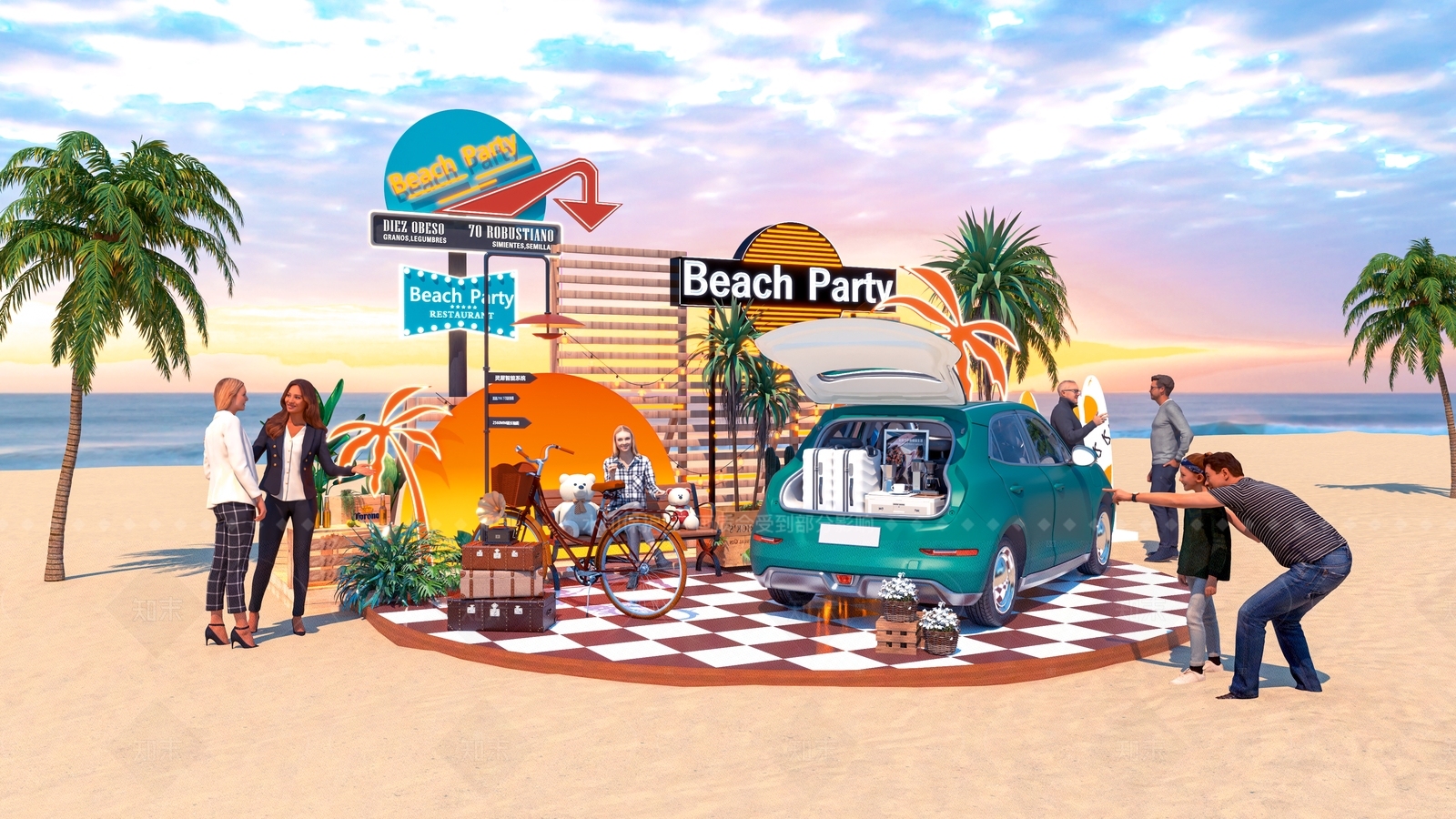 复古汽车展台SU模型下载【ID:1211070428】