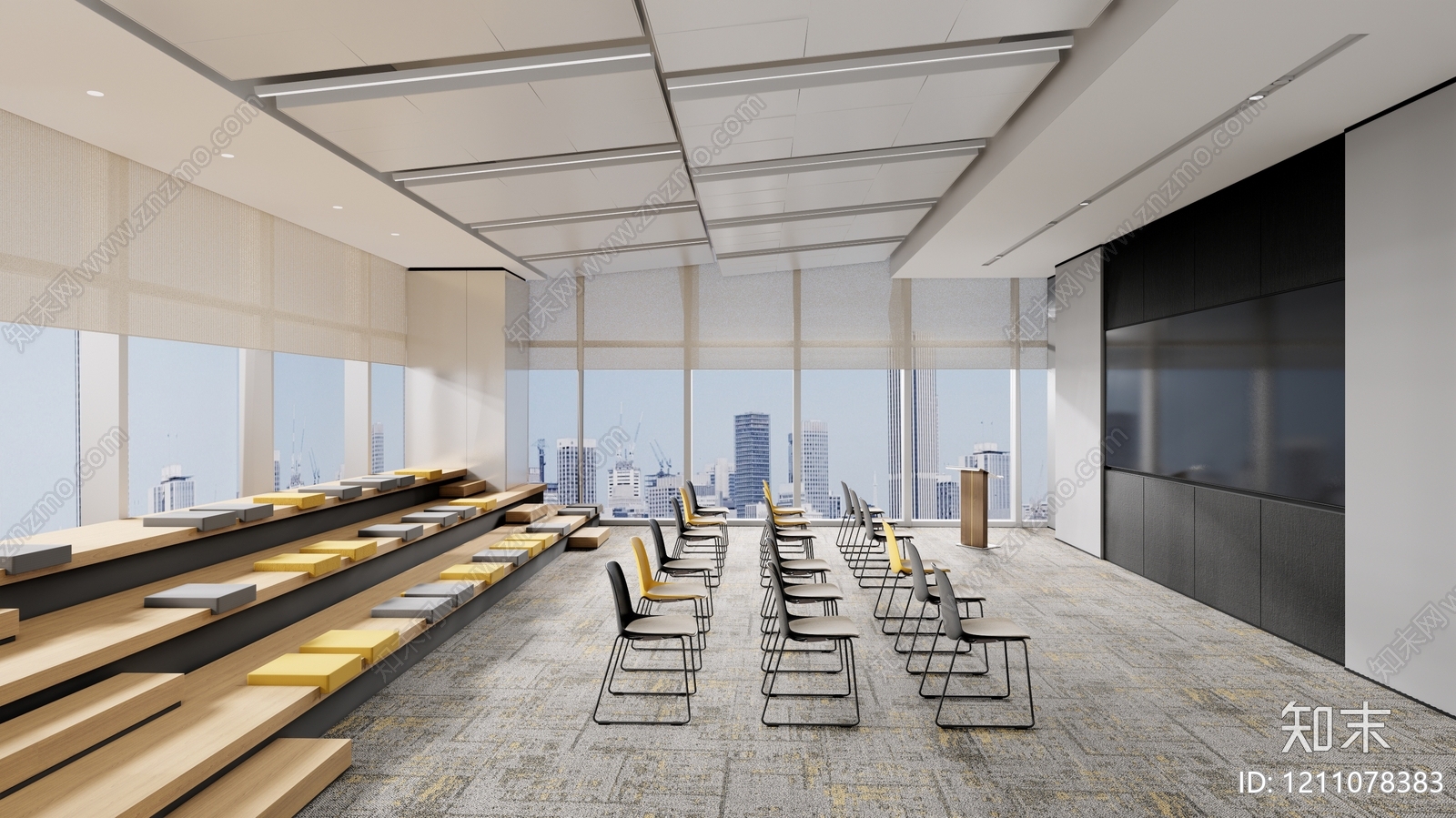 现代简约办公室SU模型下载【ID:1211078383】