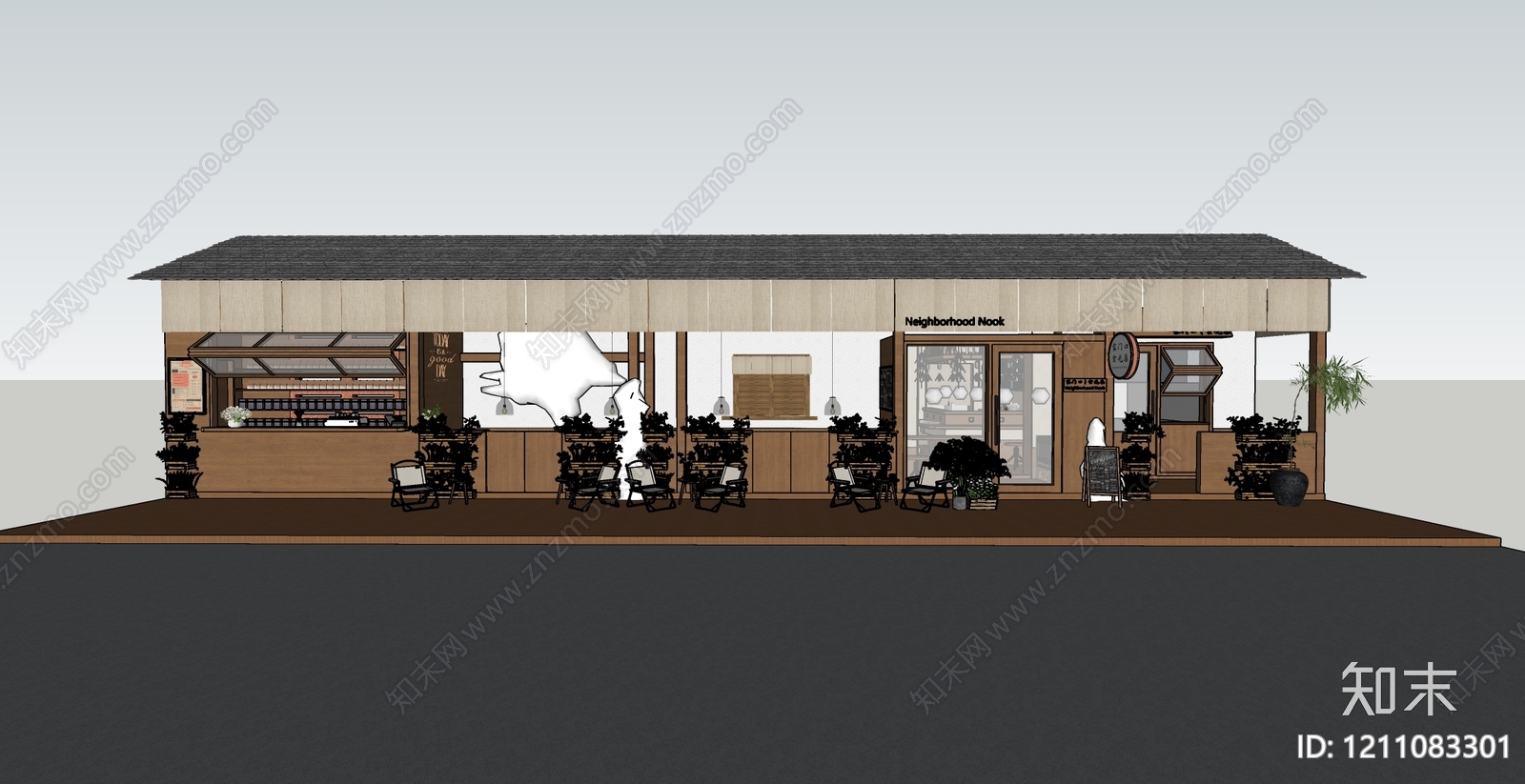 日式餐饮建筑SU模型下载【ID:1211083301】