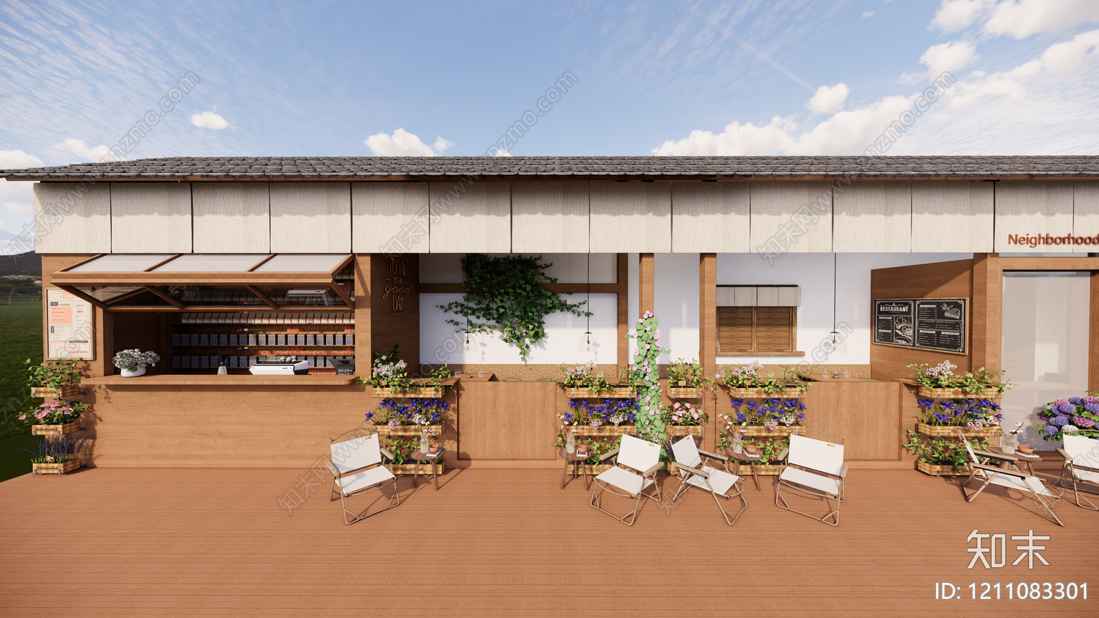 日式餐饮建筑SU模型下载【ID:1211083301】