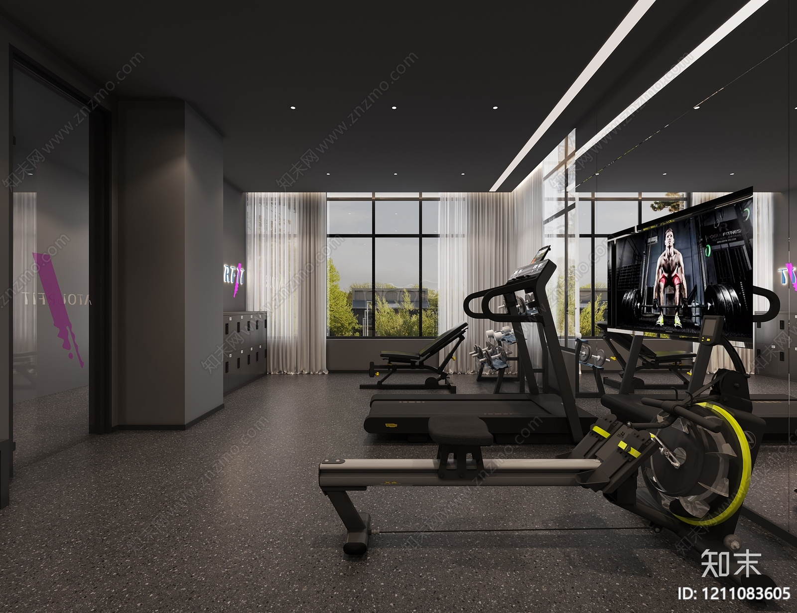 极简健身房3D模型下载【ID:1211083605】