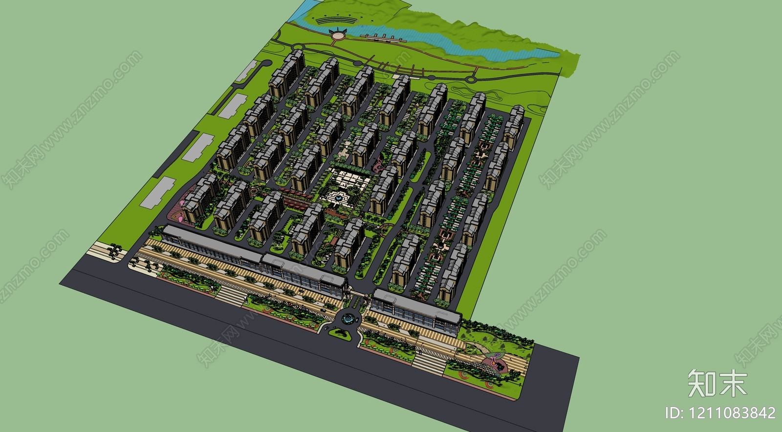 欧式景观小区建筑SU模型下载【ID:1211083842】