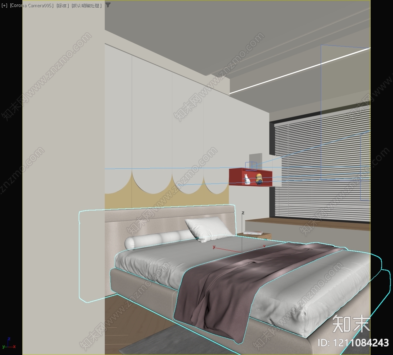 奶油风榻榻米卧室3D模型下载【ID:1211084243】