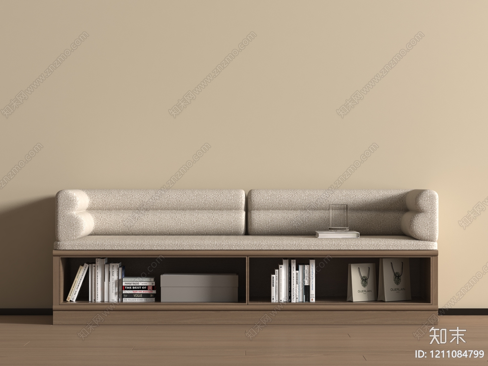 奶油风飘窗柜3D模型下载【ID:1211084799】