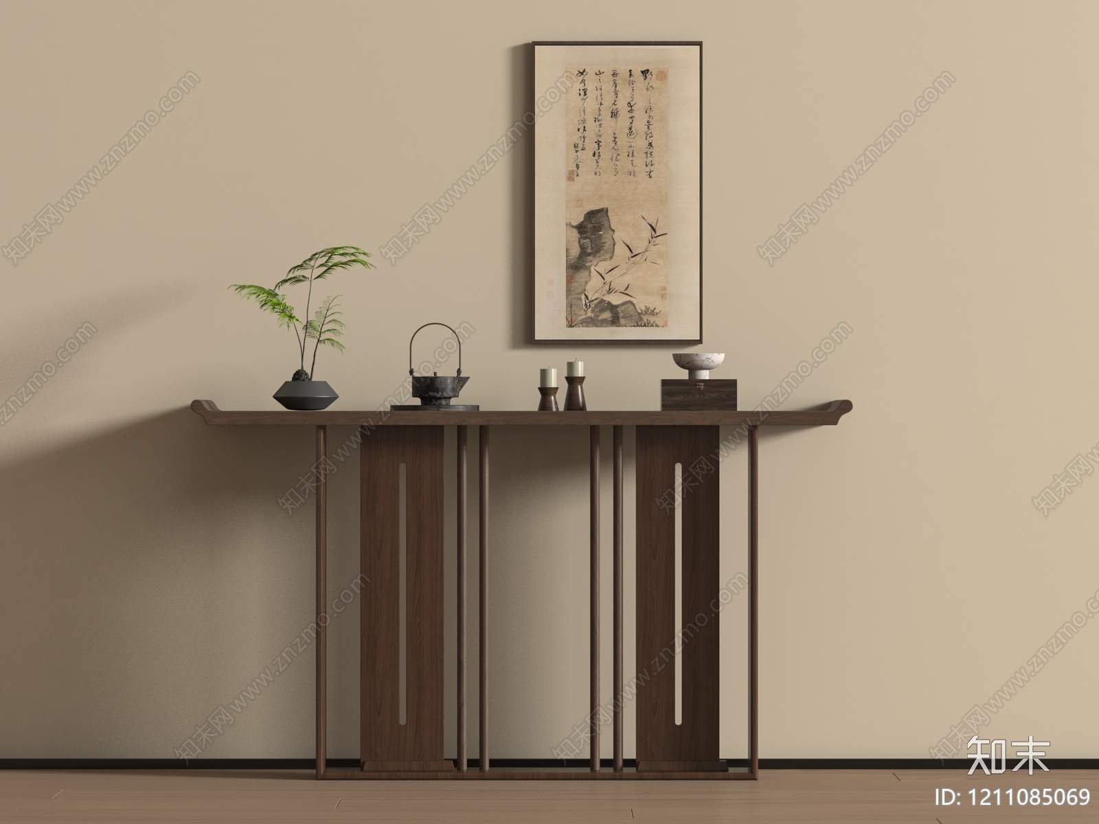 新中式玄关柜3D模型下载【ID:1211085069】