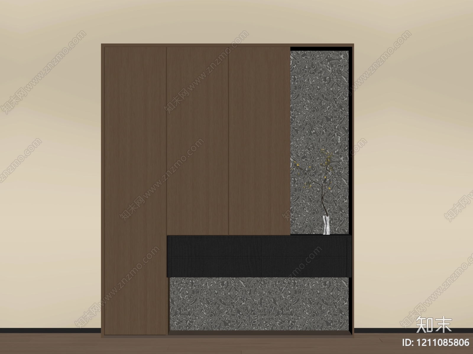 现代简约背景墙SU模型下载【ID:1211085806】