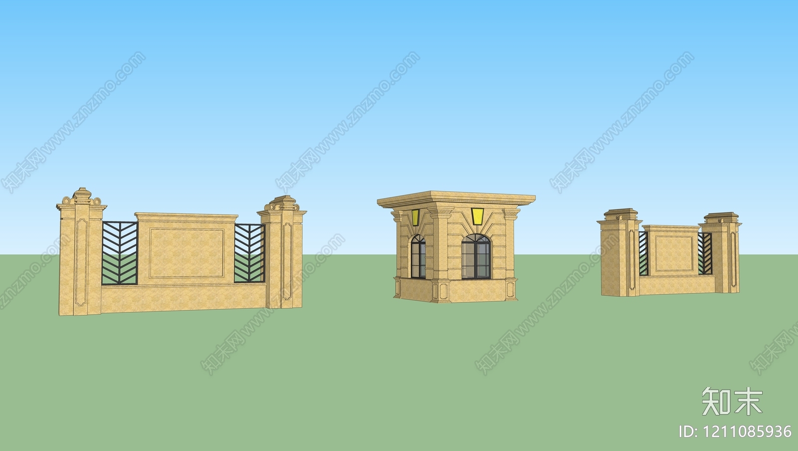 欧式门卫室SU模型下载【ID:1211085936】