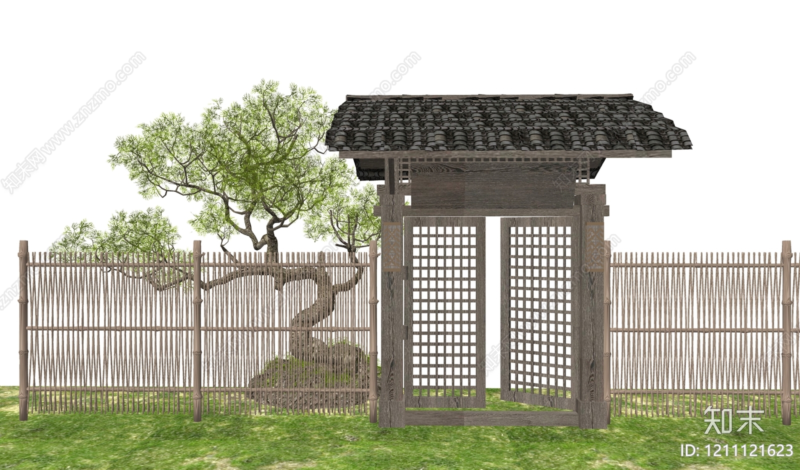日式庭院门SU模型下载【ID:1211121623】