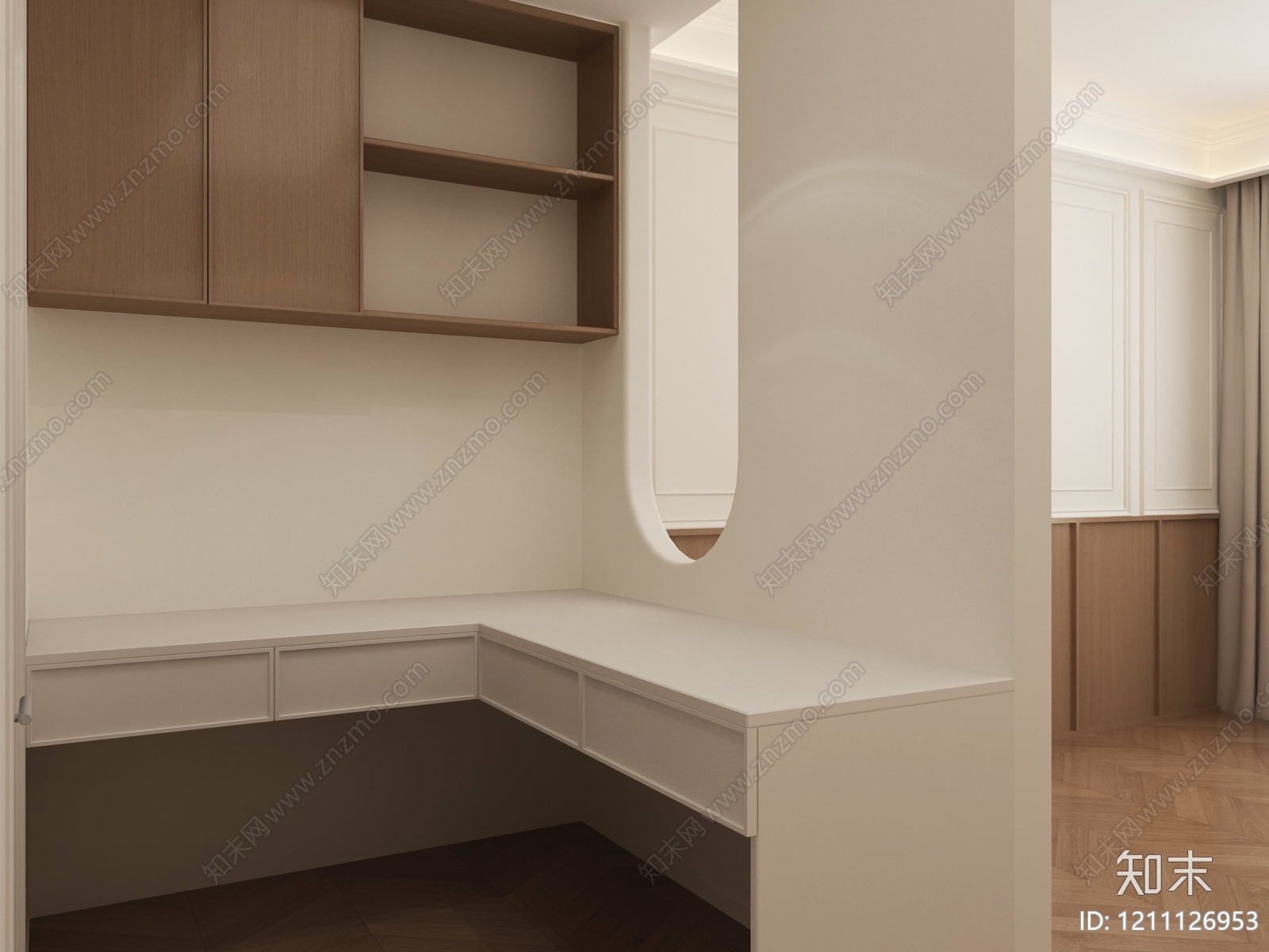 奶油风背景墙SU模型下载【ID:1211126953】