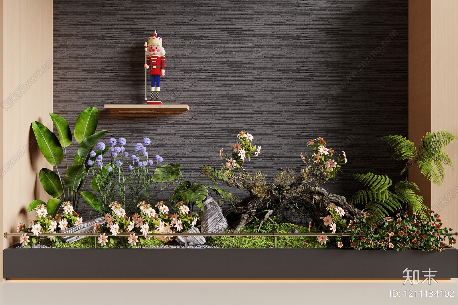 新中式植物堆3D模型下载【ID:1211134102】