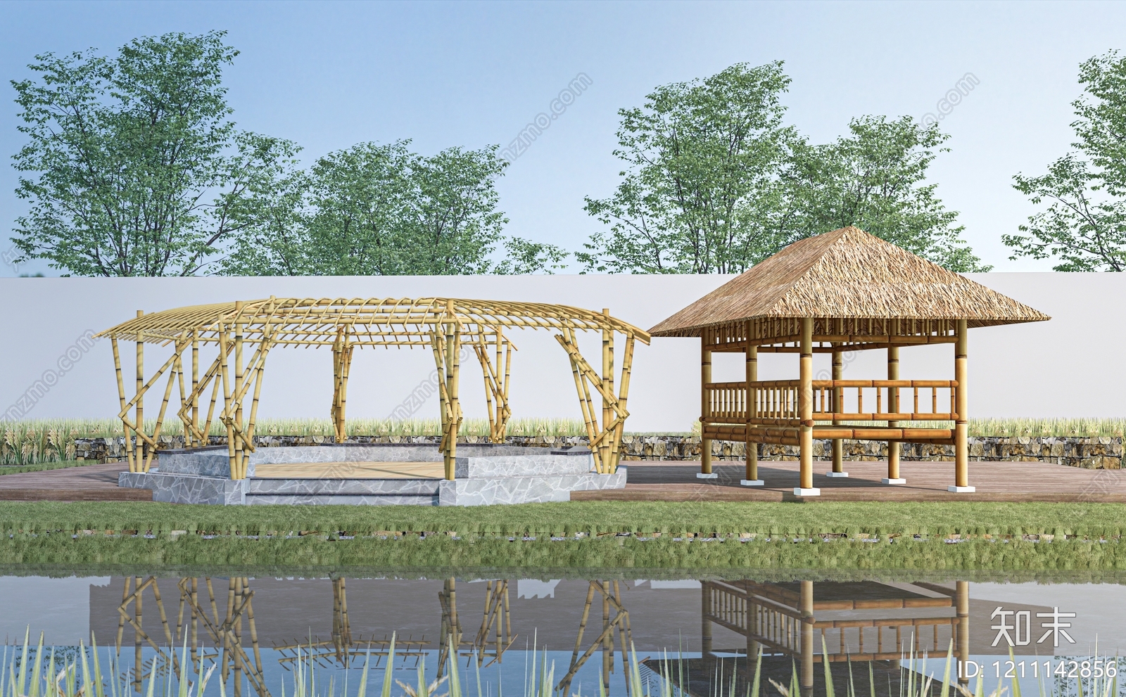 乡村景观风格亭子SU模型下载【ID:1211142856】