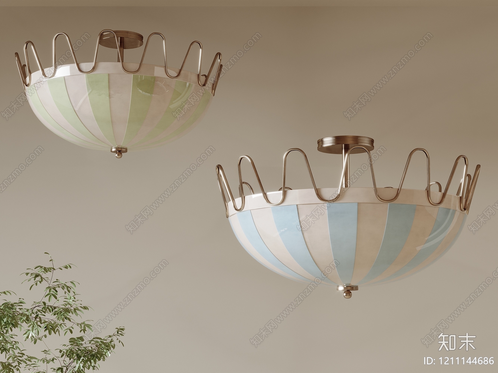 复古吸顶灯3D模型下载【ID:1211144686】