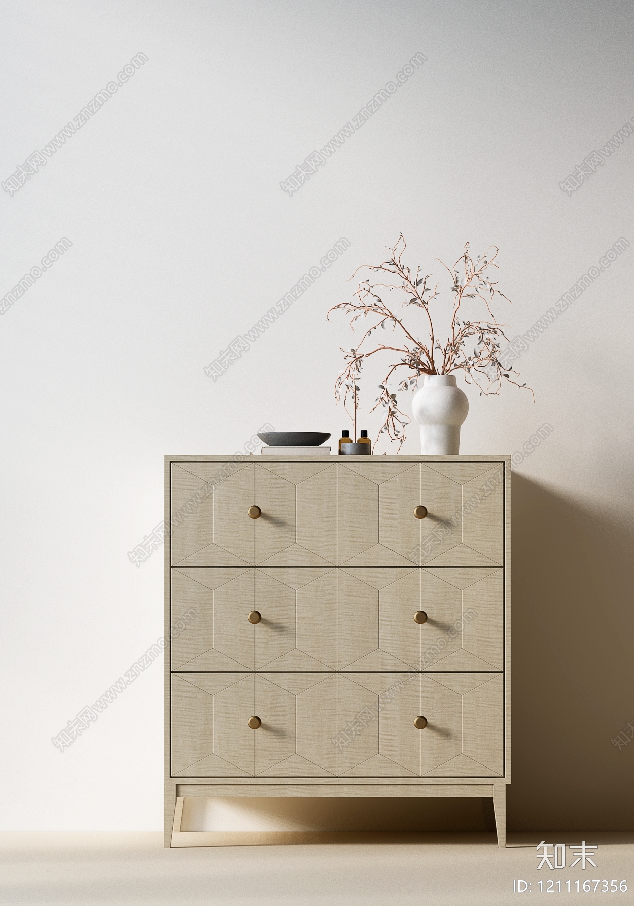 奶油风斗柜SU模型下载【ID:1211167356】