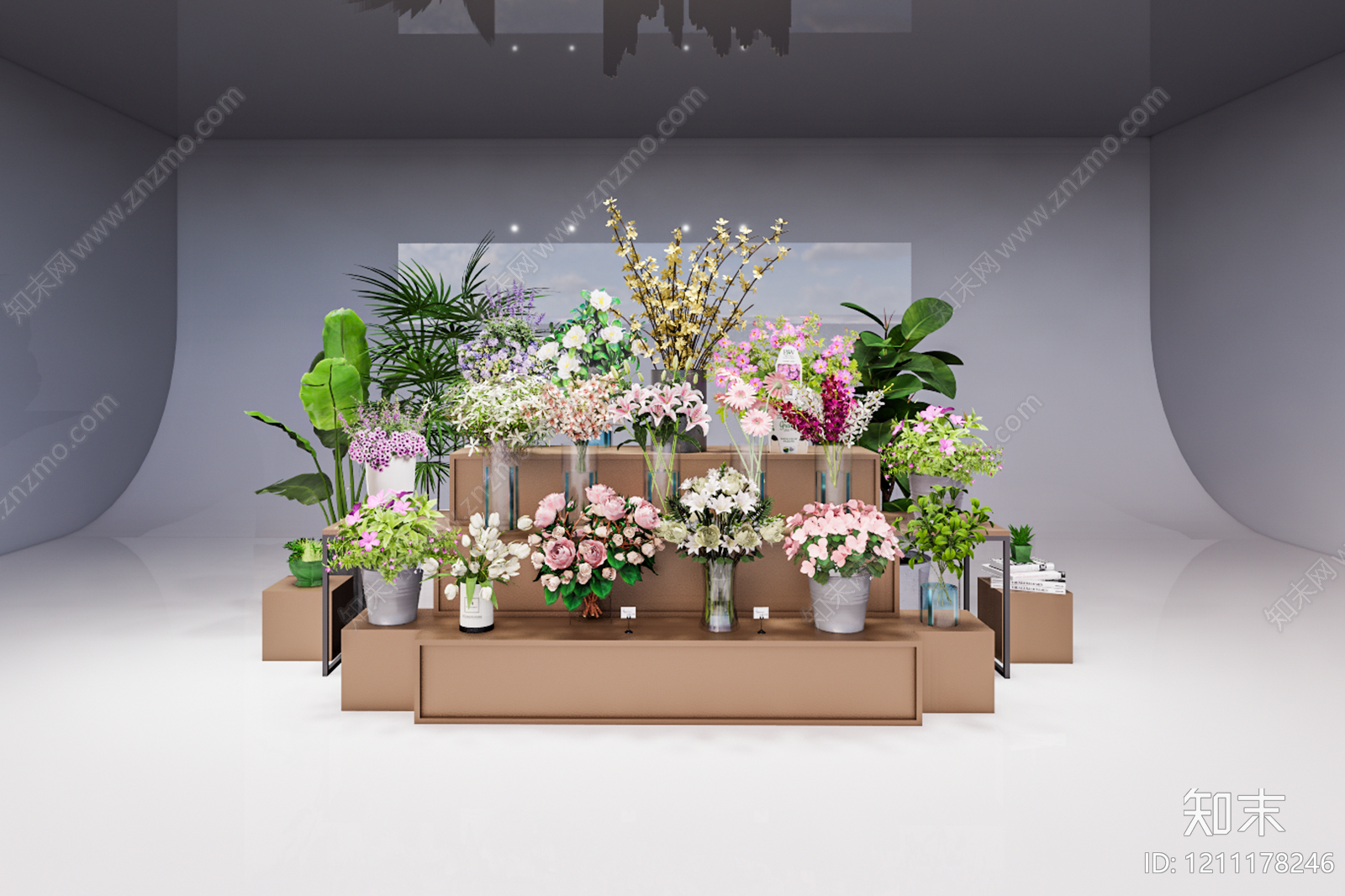 现代简约花店SU模型下载【ID:1211178246】