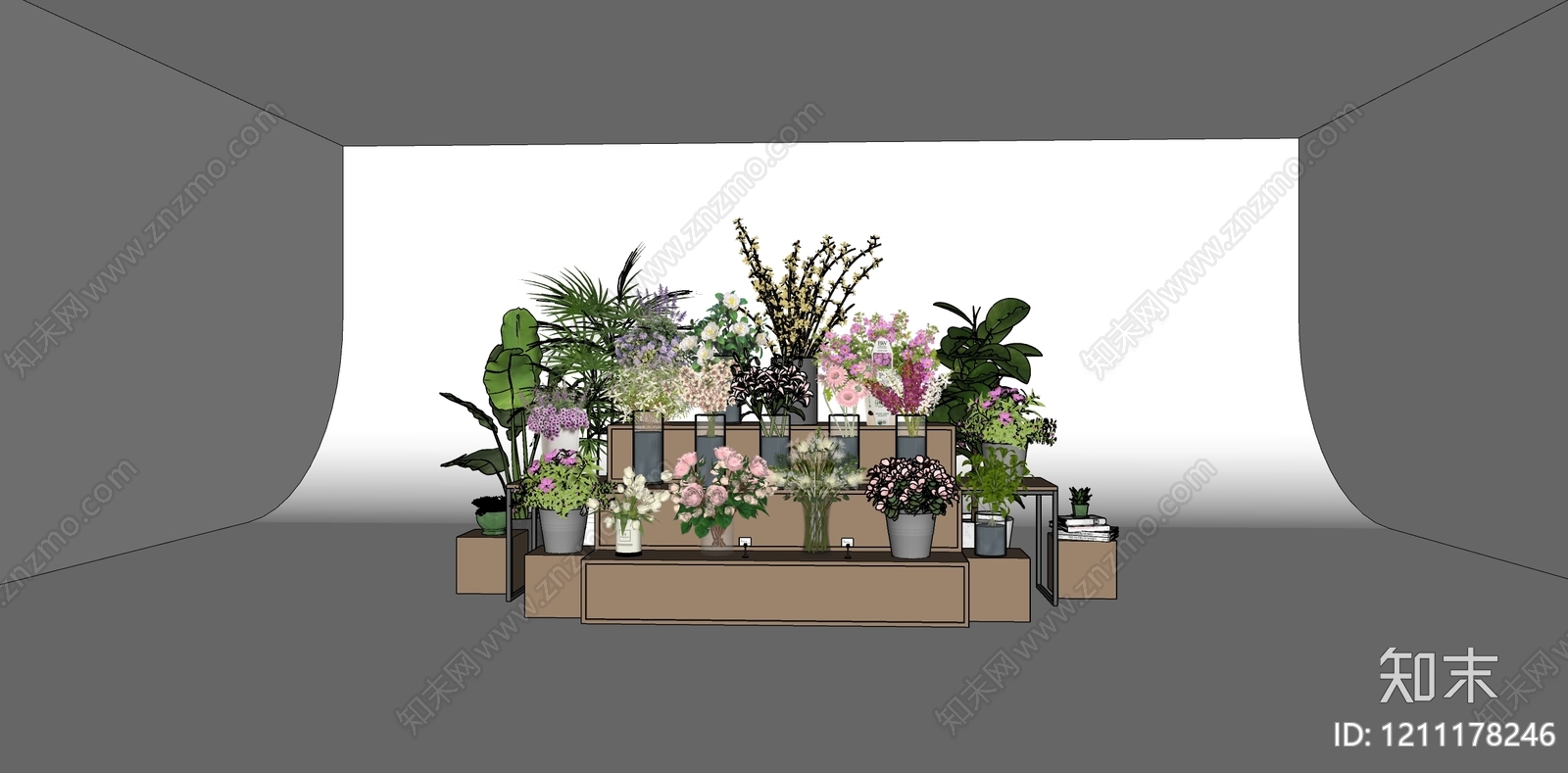 现代简约花店SU模型下载【ID:1211178246】