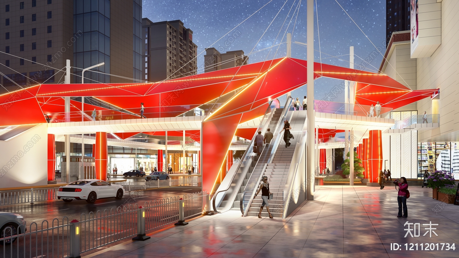 现代主义天桥SU模型下载【ID:1211201734】