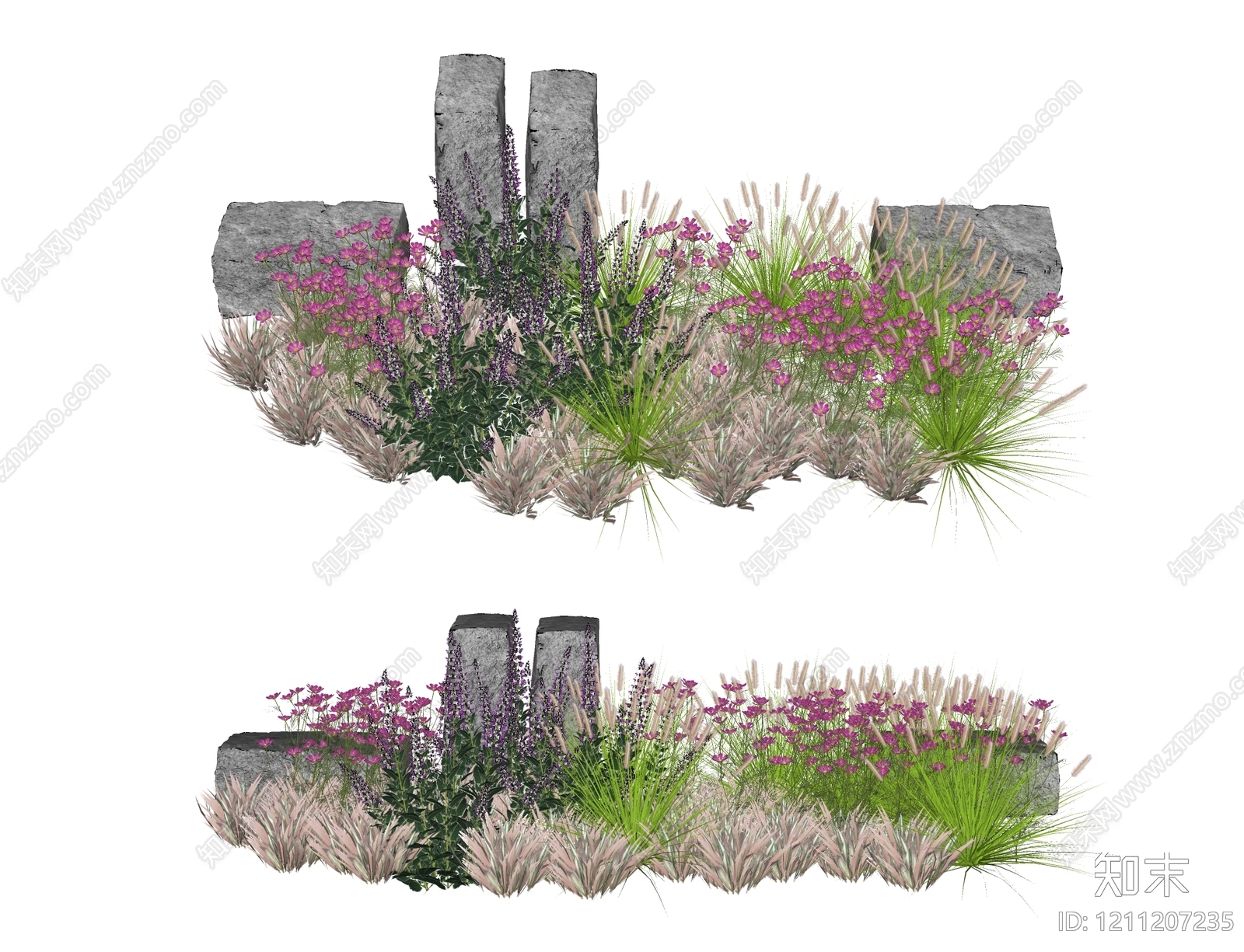 新中式景观花境SU模型下载【ID:1211207235】