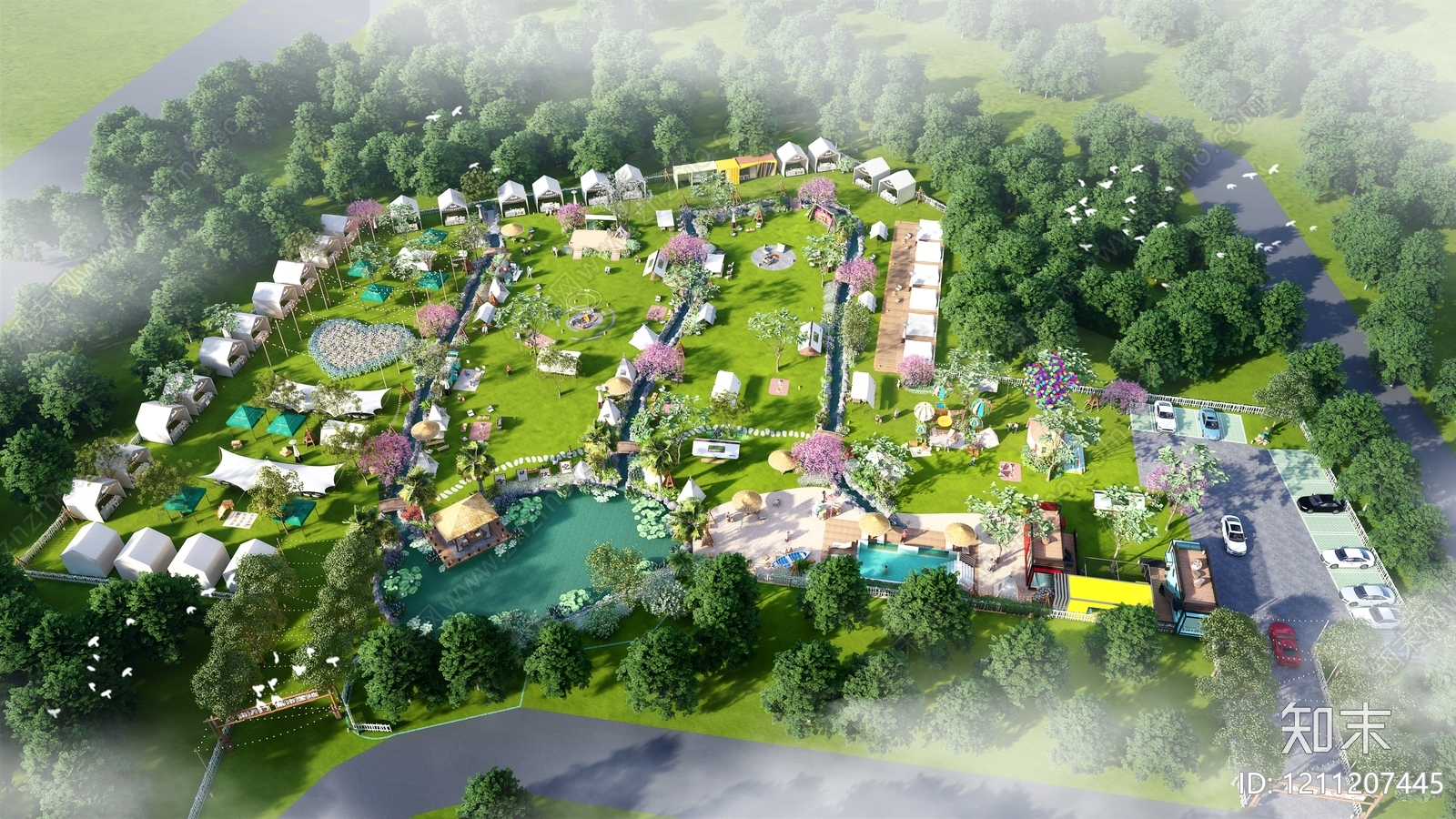 现代露营风房车营地SU模型下载【ID:1211207445】