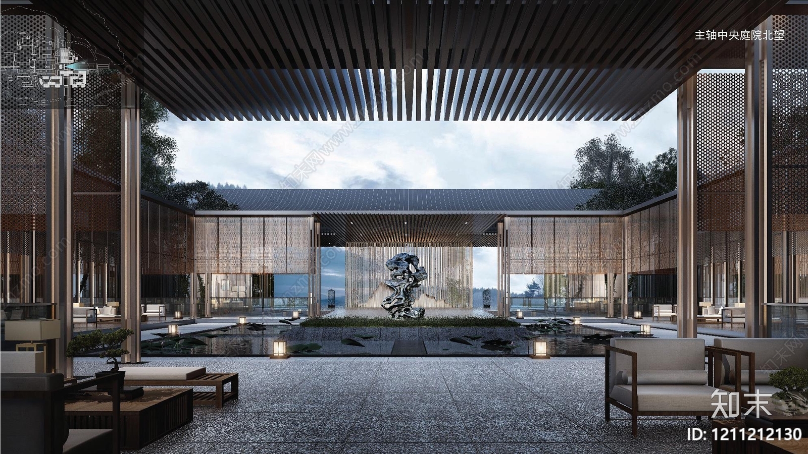 中式酒店建筑下载【ID:1211212130】