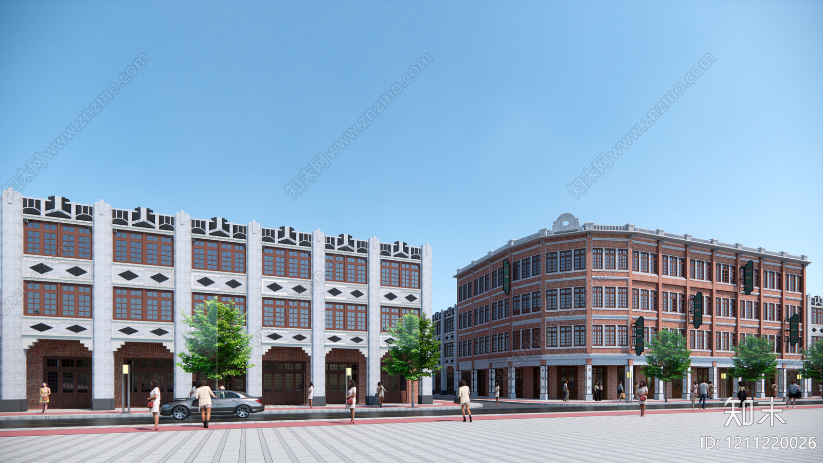 民国风学校建筑SU模型下载【ID:1211220026】