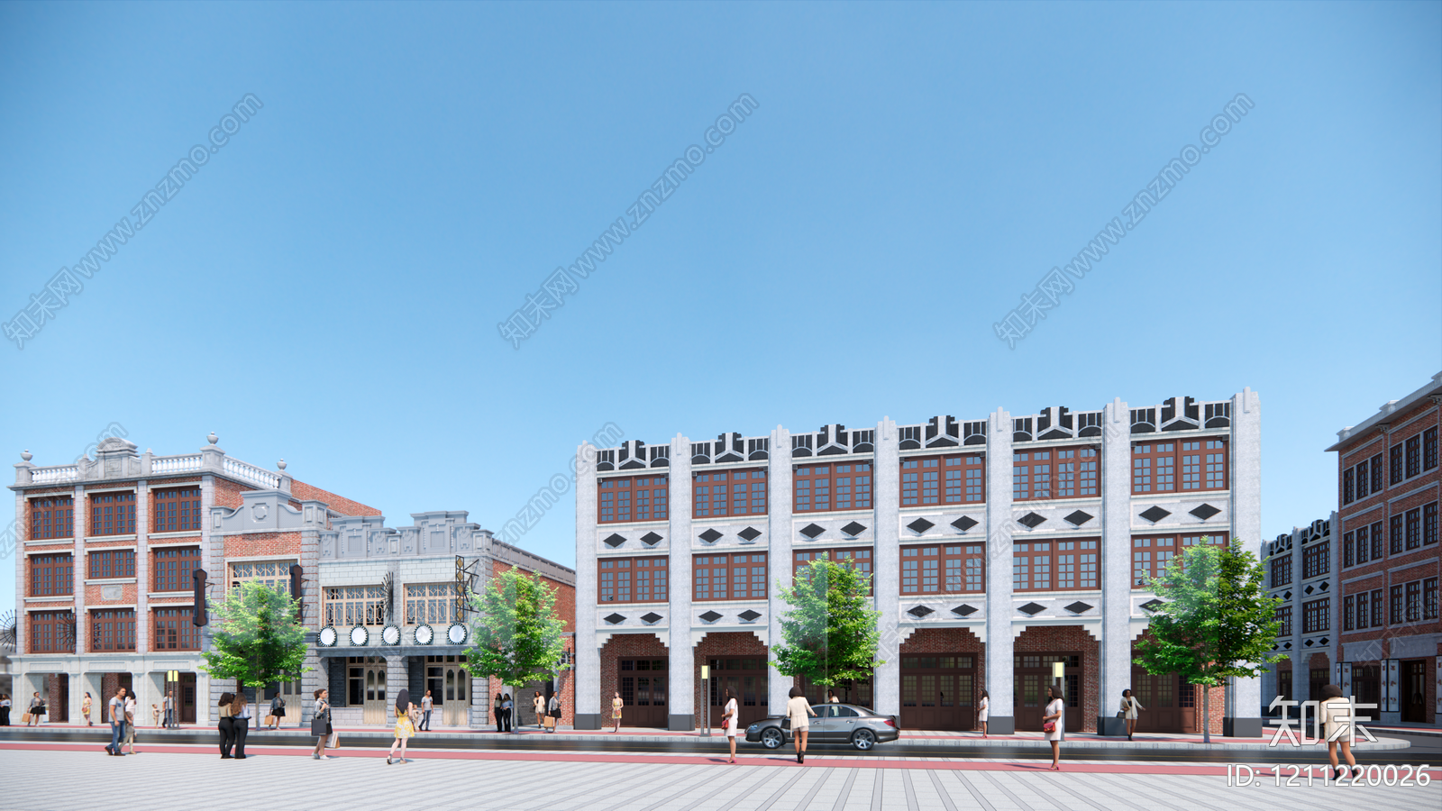 民国风学校建筑SU模型下载【ID:1211220026】