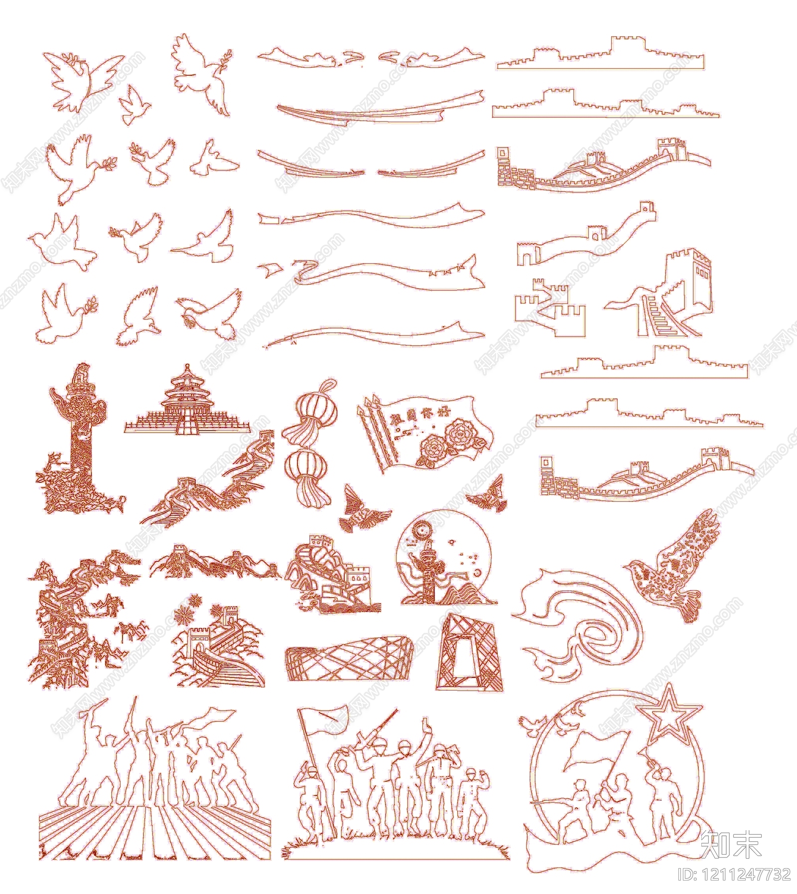 新中式剪影图库施工图下载【ID:1211247732】