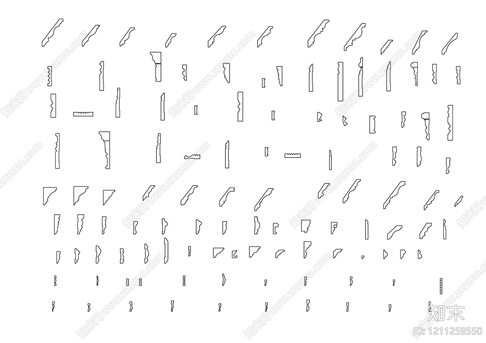 中式装饰线条施工图下载【ID:1211259550】