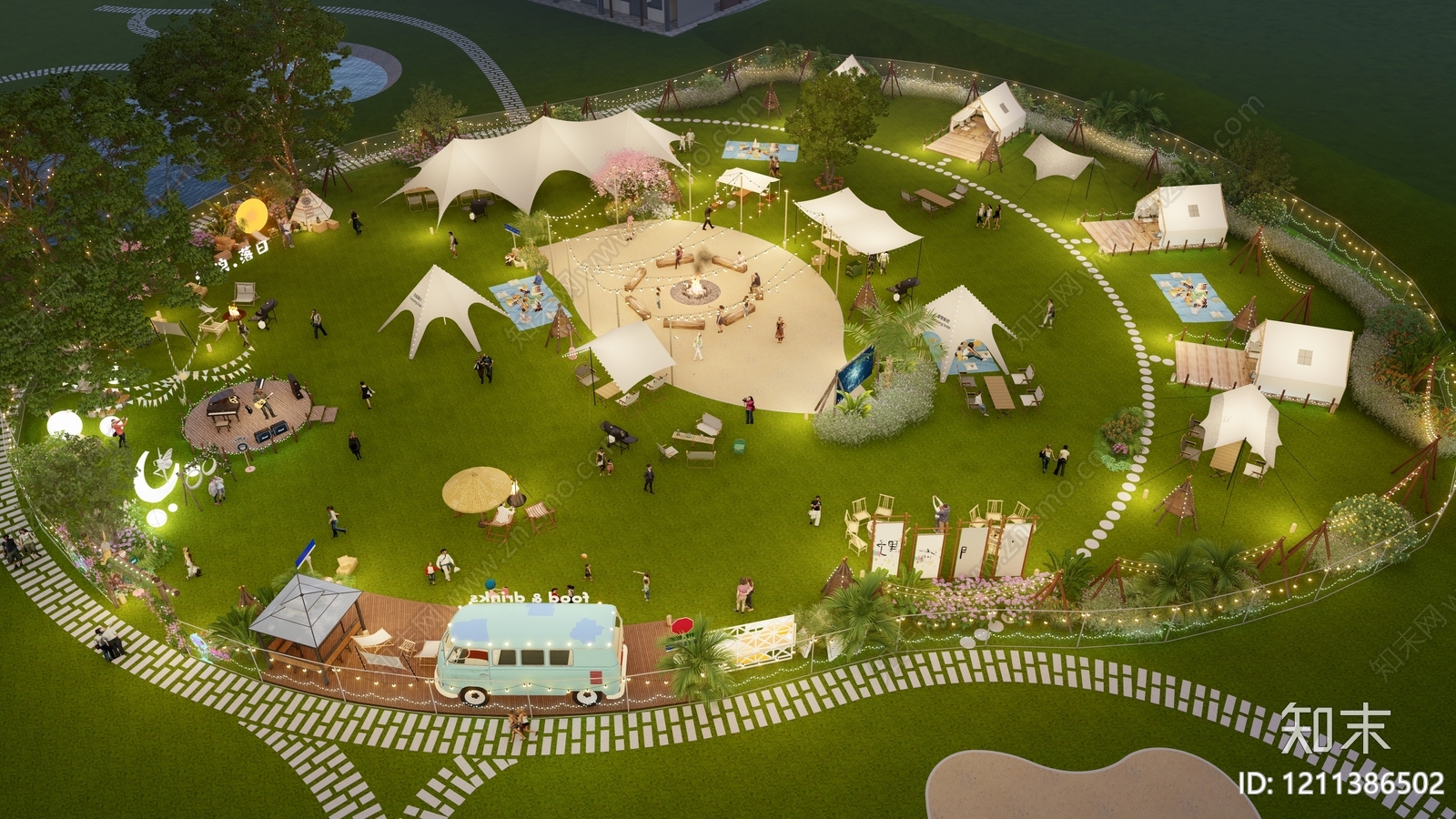 现代露营风房车营地SU模型下载【ID:1211386502】