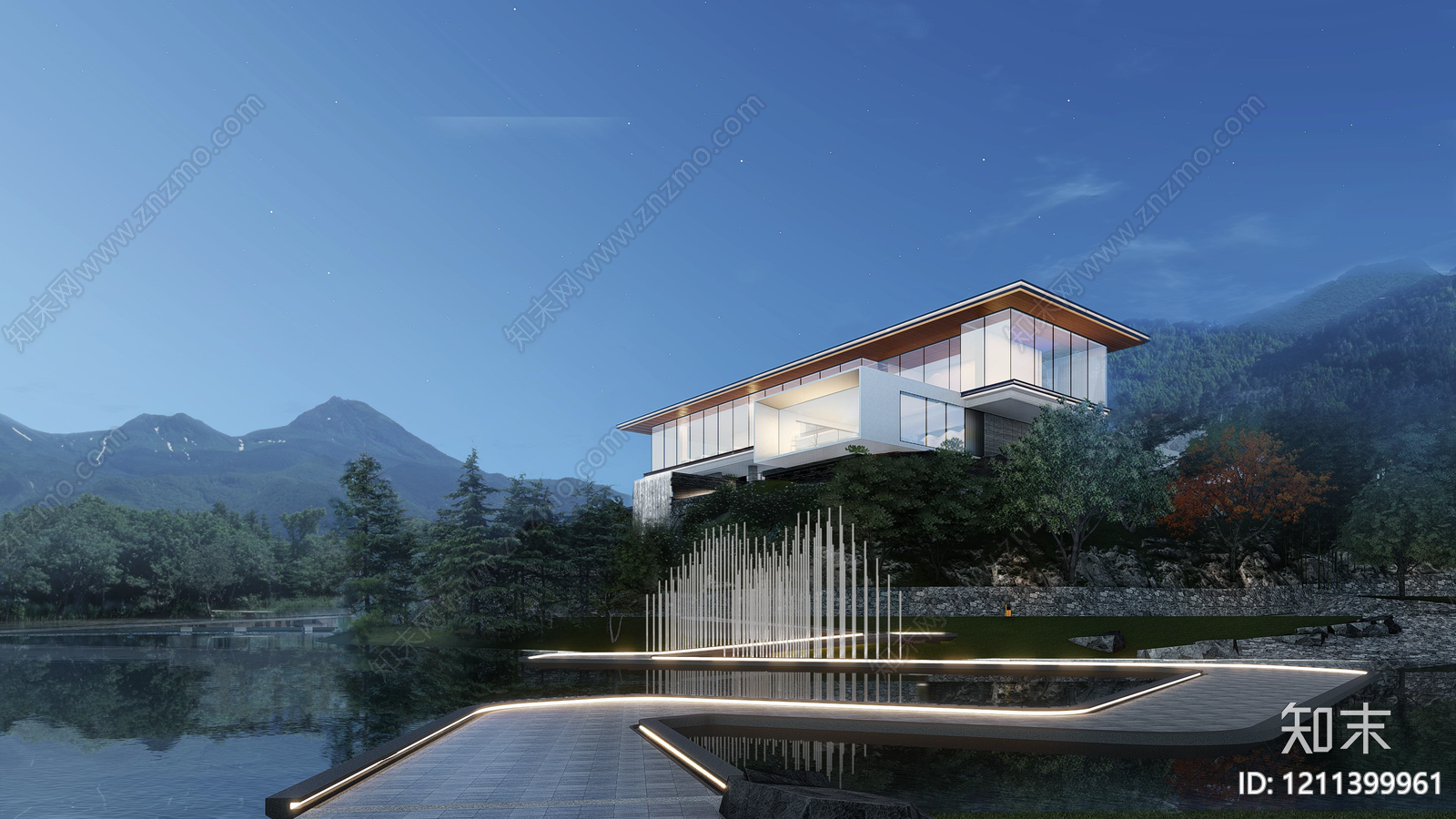 现代主义售楼处建筑SU模型下载【ID:1211399961】