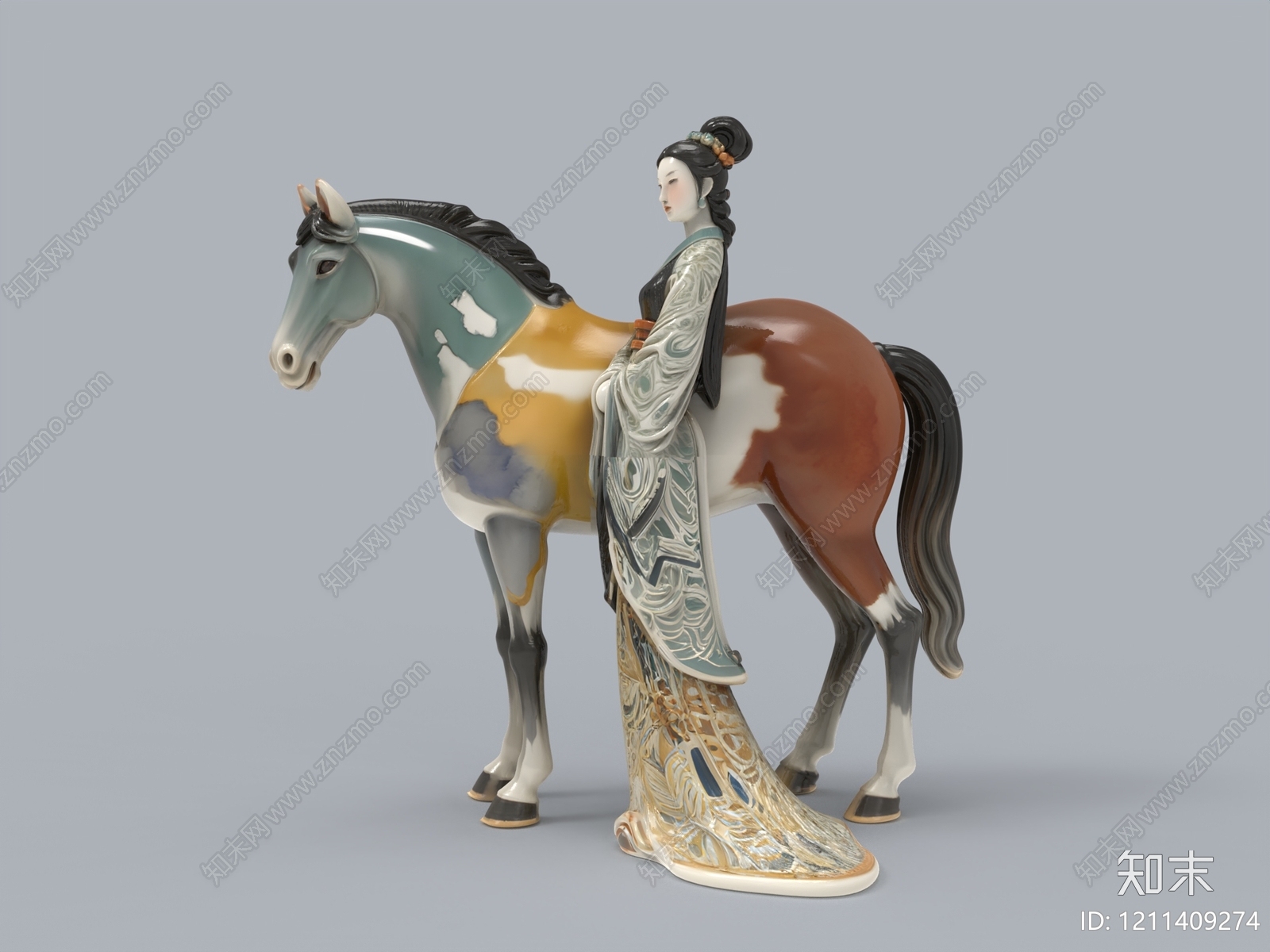 新中式雕塑摆件3D模型下载【ID:1211409274】