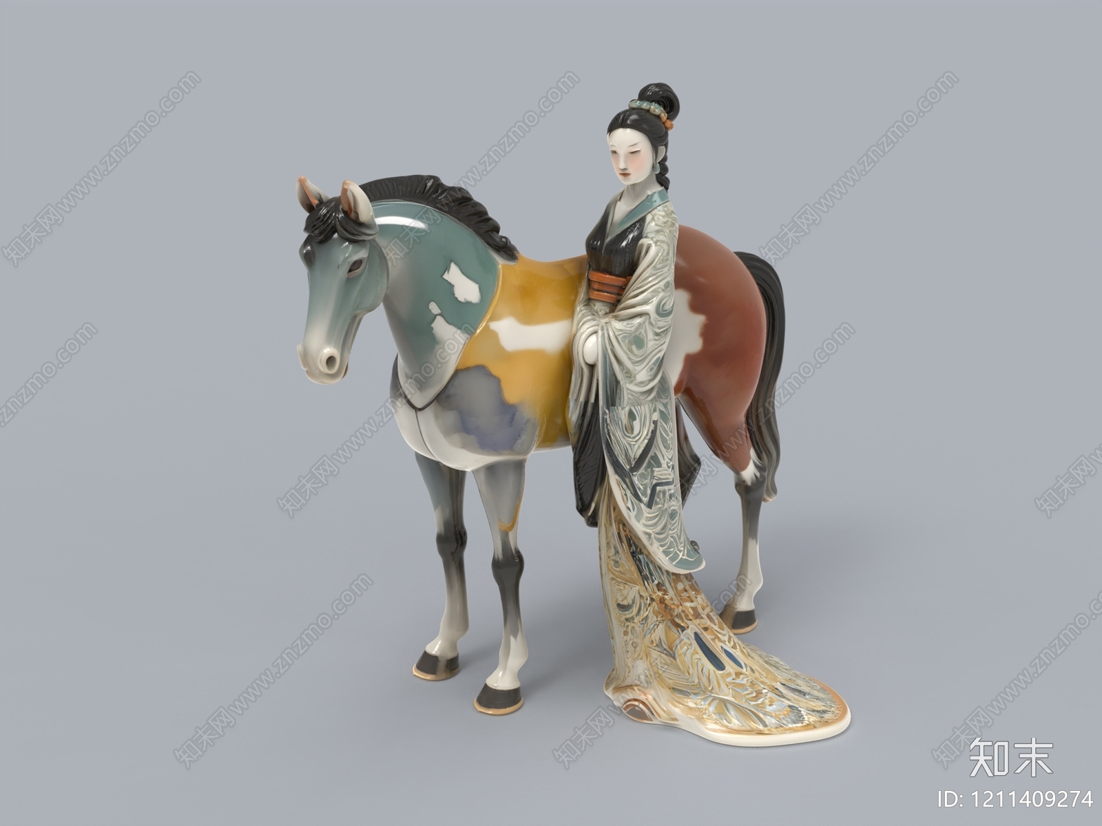 新中式雕塑摆件3D模型下载【ID:1211409274】