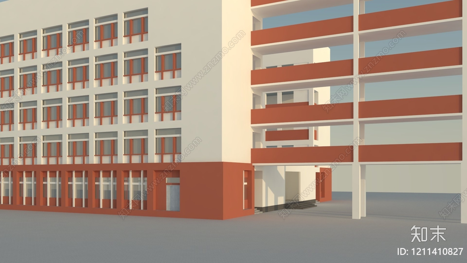 现代主义学校建筑SU模型下载【ID:1211410827】