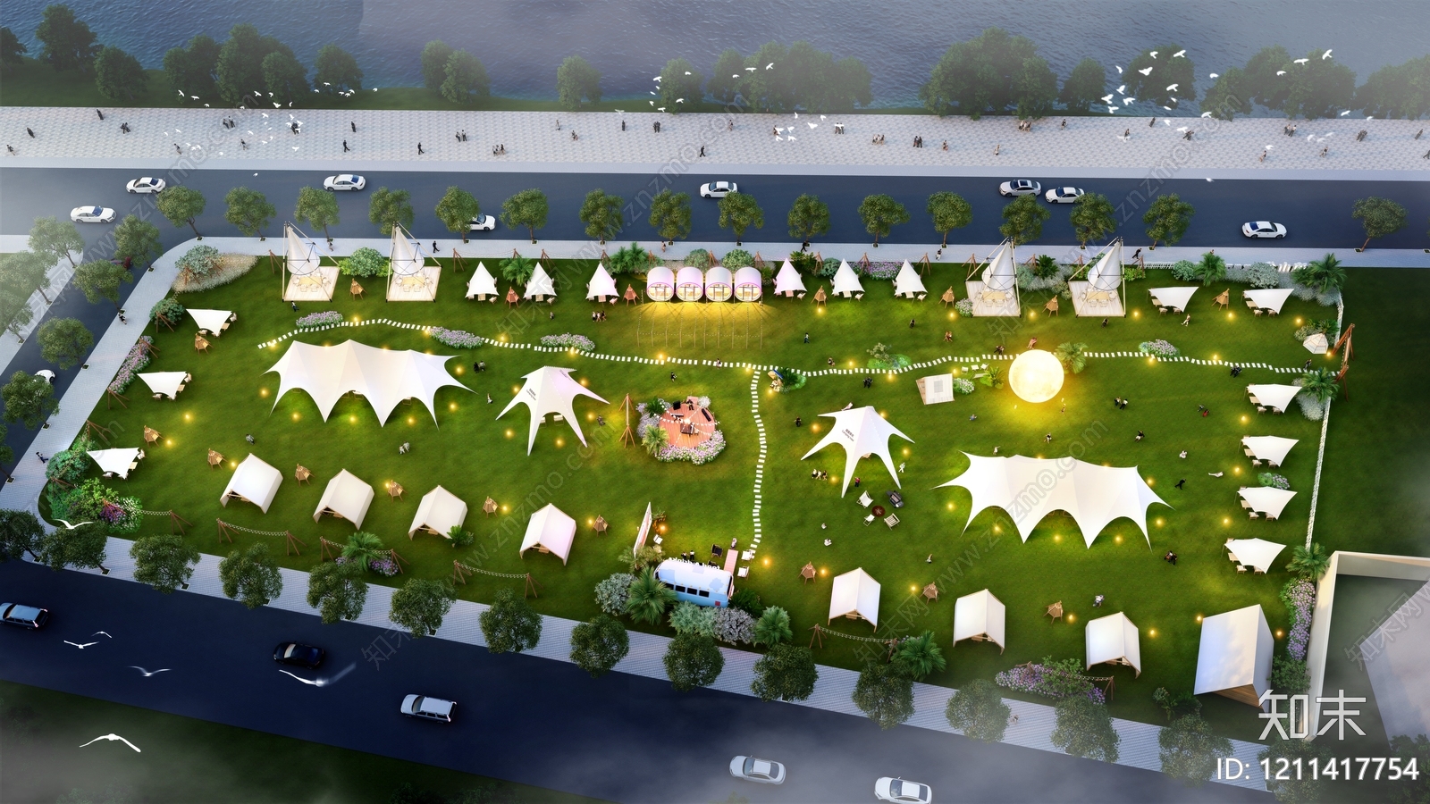 现代露营风房车营地SU模型下载【ID:1211417754】