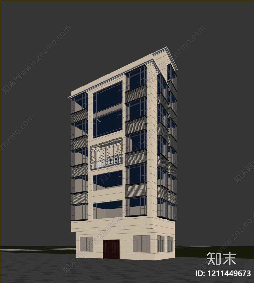 现代主义小高层住宅楼3D模型下载【ID:1211449673】
