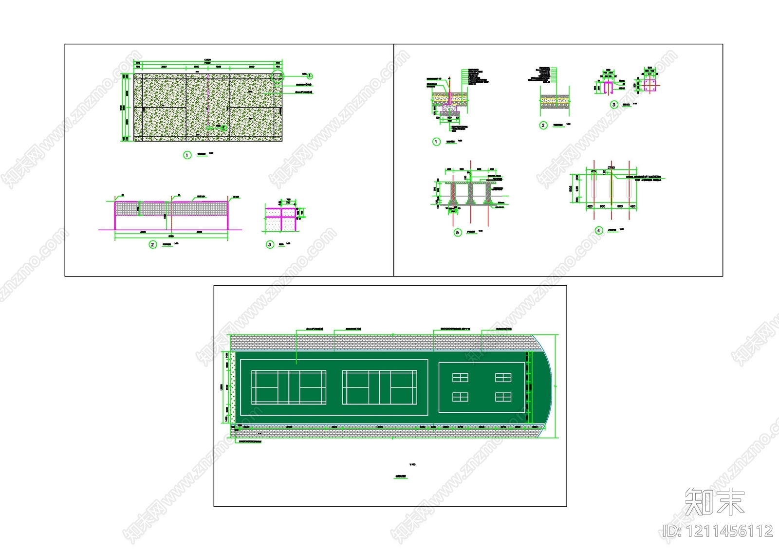 现代羽毛球场施工图下载【ID:1211456112】