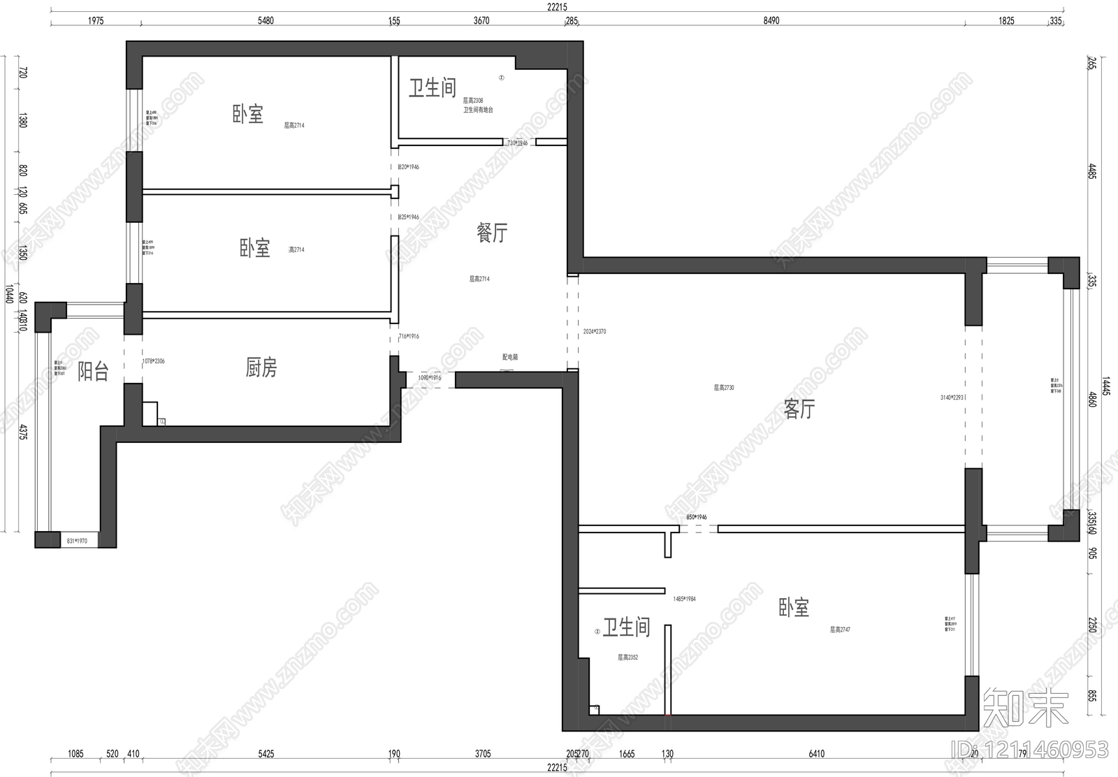 大平层cad施工图下载【ID:1211460953】