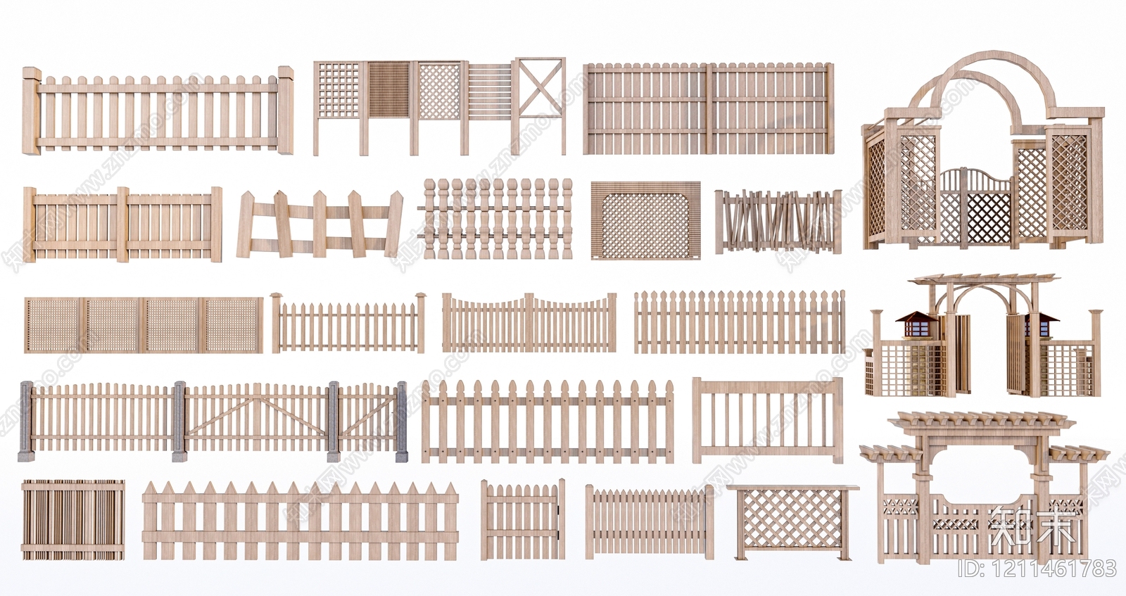 原木风栅栏SU模型下载【ID:1211461783】