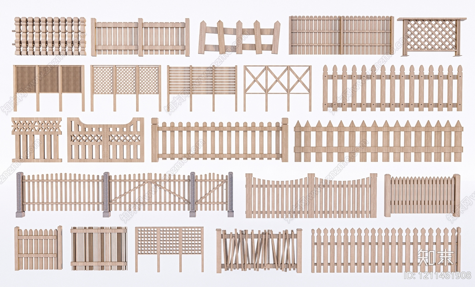 原木风栅栏SU模型下载【ID:1211461908】