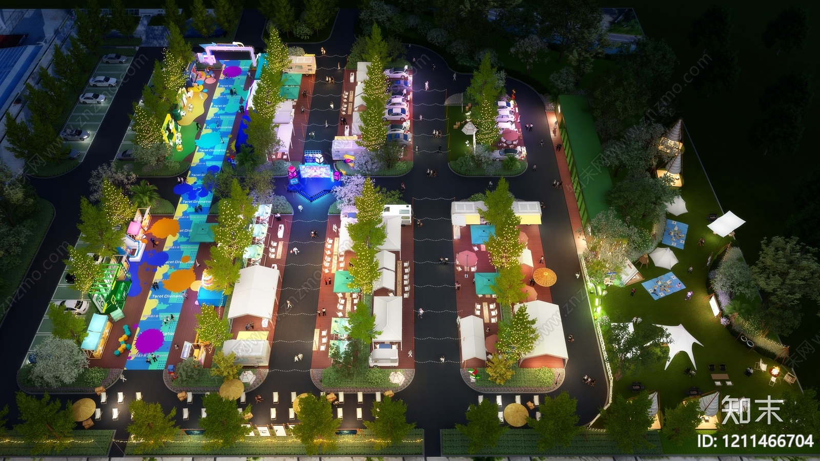 现代潮流市集风房车营地SU模型下载【ID:1211466704】