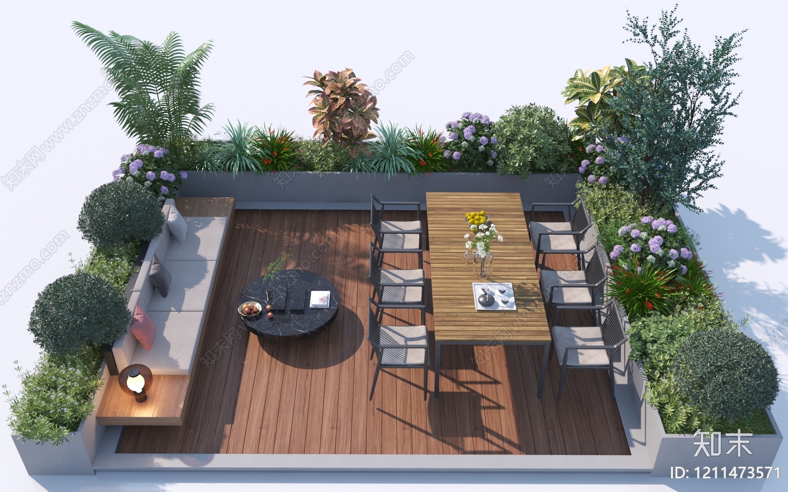 现代简约屋顶花园3D模型下载【ID:1211473571】