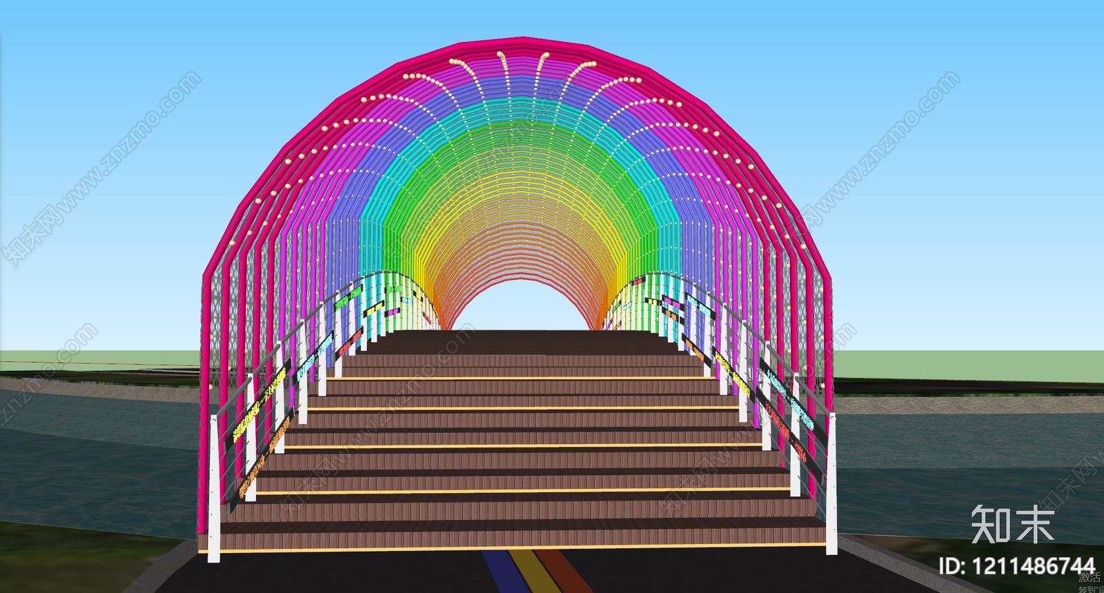 彩虹主题装置风大桥SU模型下载【ID:1211486744】