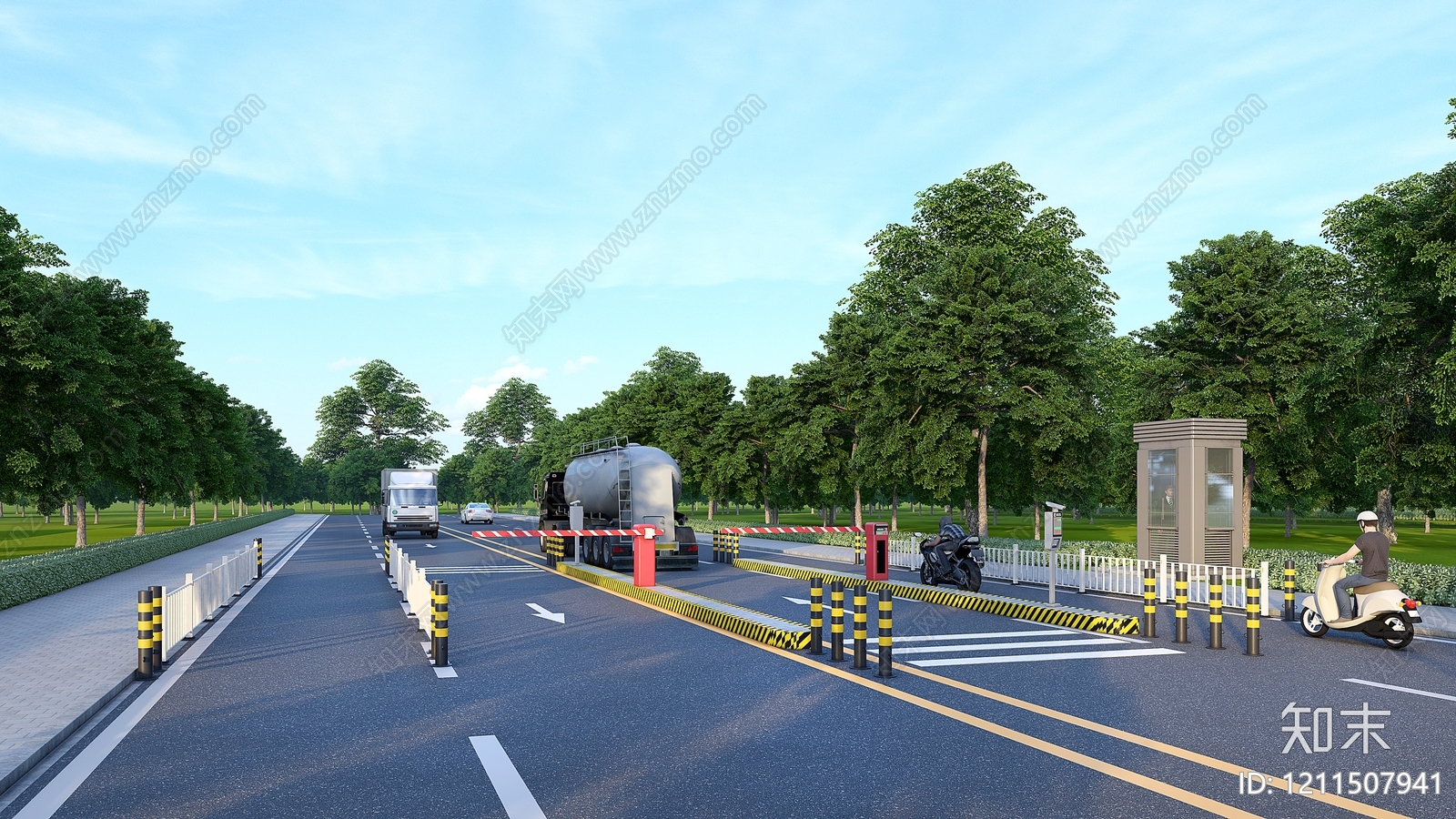 现代主义收费站SU模型下载【ID:1211507941】