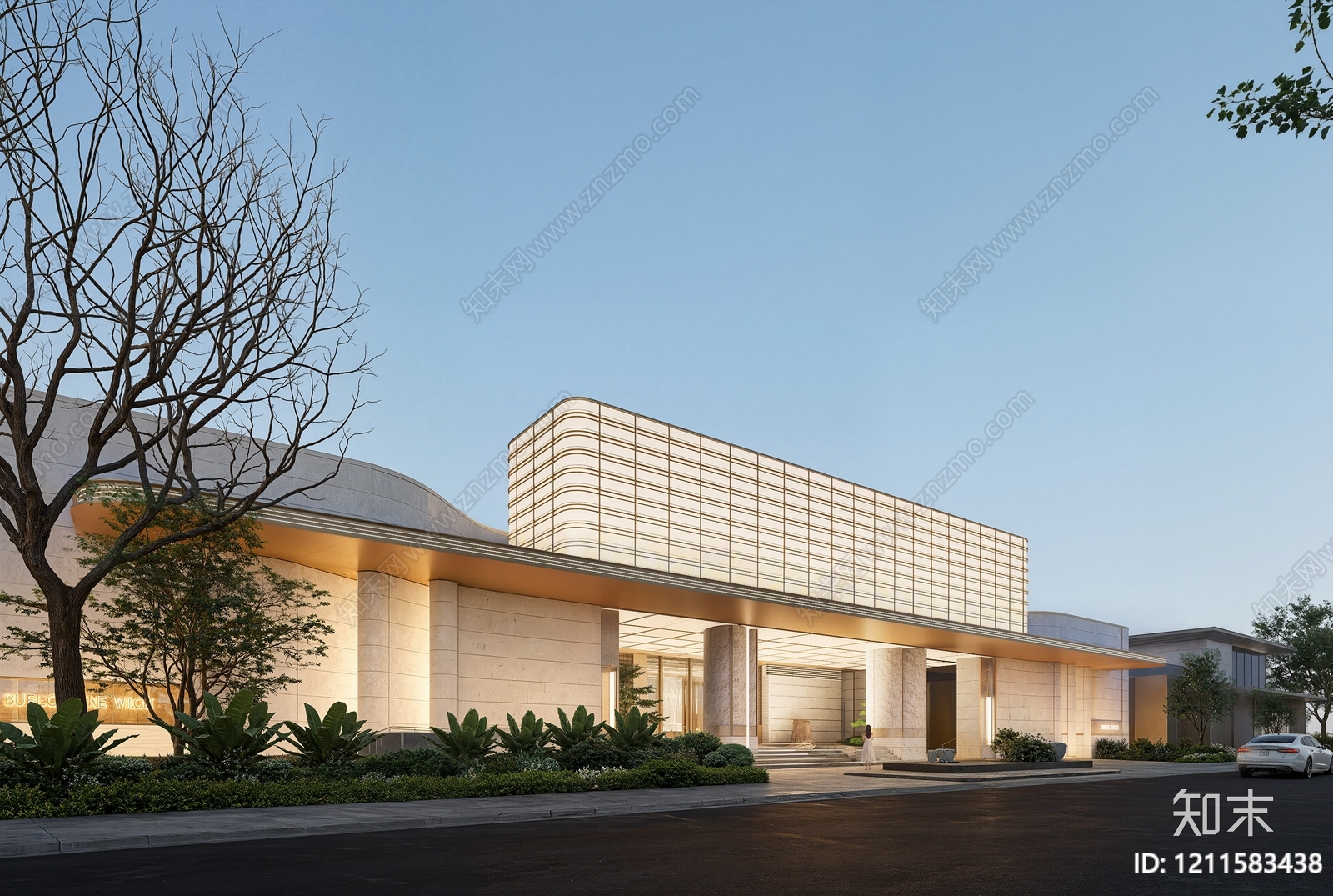 现代简约售楼处建筑SU模型下载【ID:1211583438】