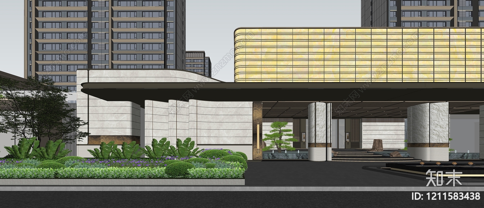 现代简约售楼处建筑SU模型下载【ID:1211583438】