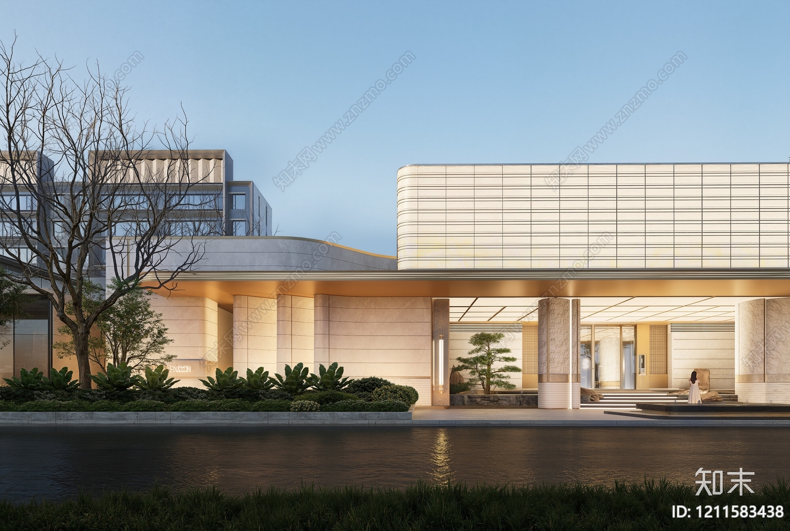 现代简约售楼处建筑SU模型下载【ID:1211583438】