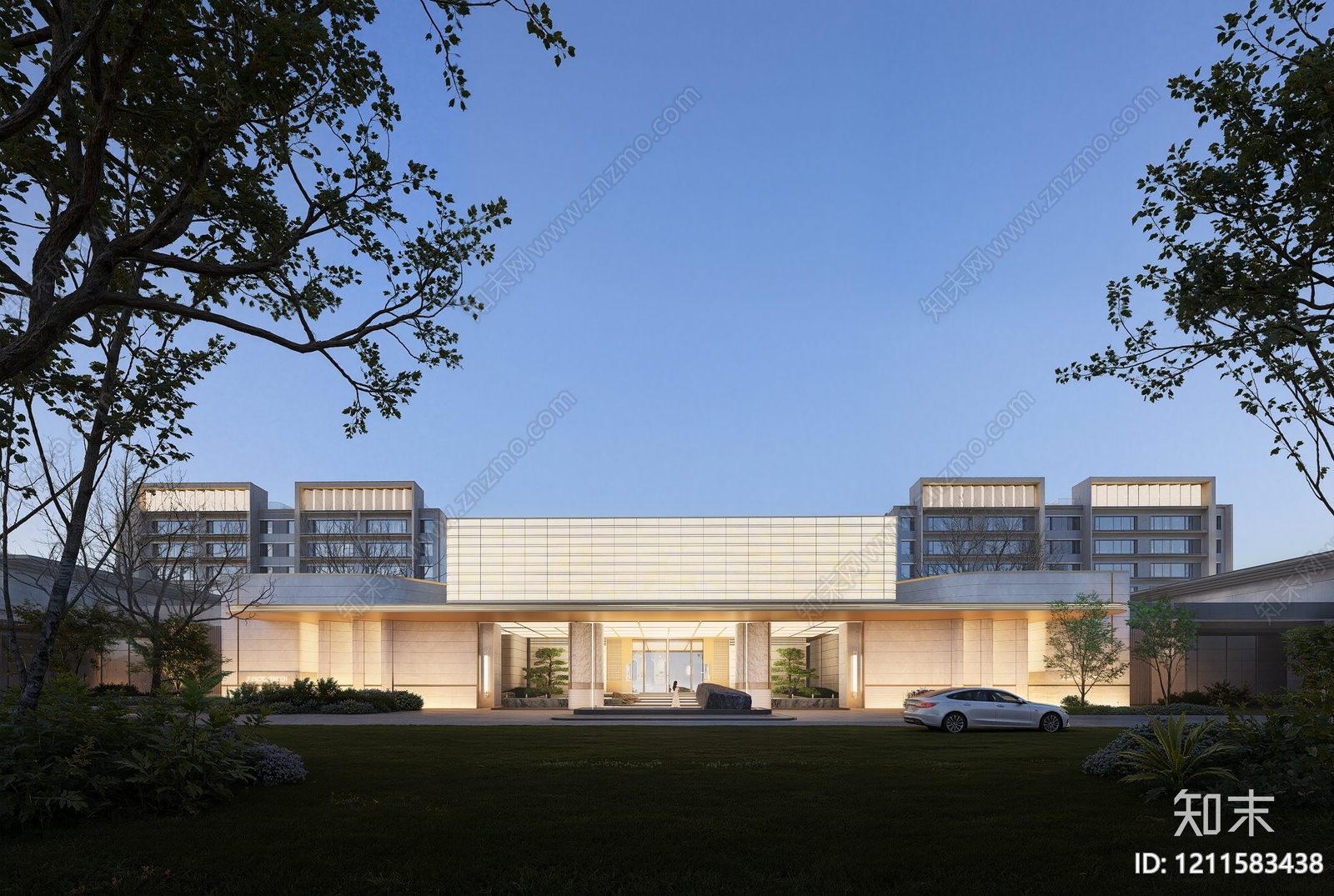 现代简约售楼处建筑SU模型下载【ID:1211583438】